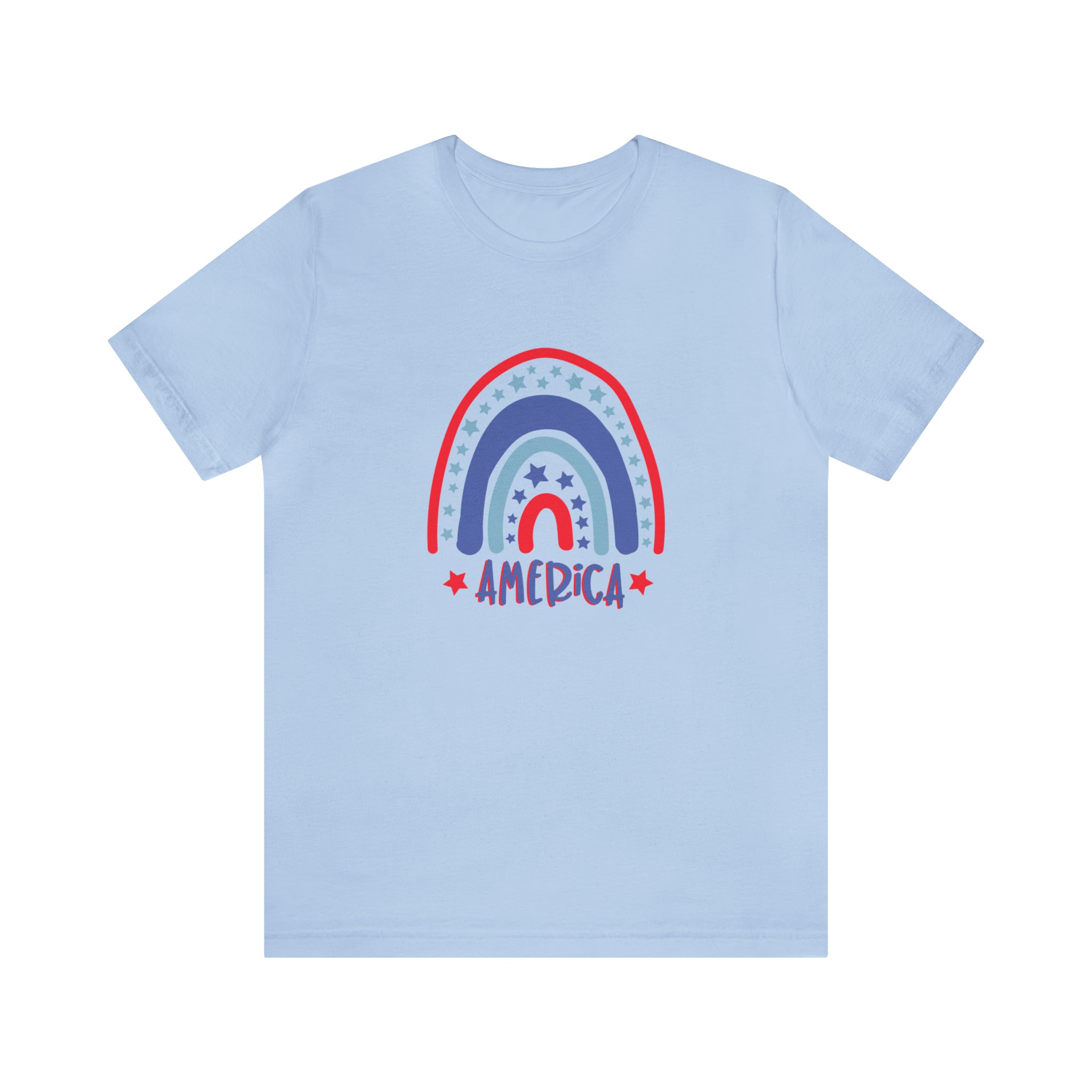 America Rainbow Short Sleeve Tee - Soft & Comfortable - Patriotic Clothing - Made in the USA