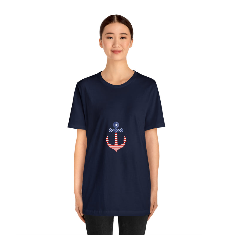 American Flag Anchor Short Sleeve Tee - Patriotic Clothing - Made in the USA