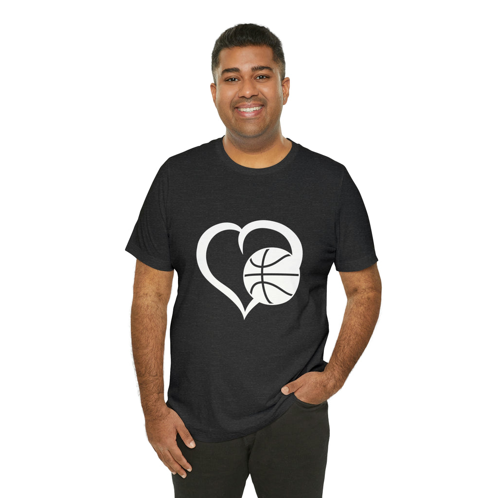 Basketball Heart Short-Sleeve Tee - Cute & Stylish T-Shirt for Basketball Lovers - Soft & Comfortable