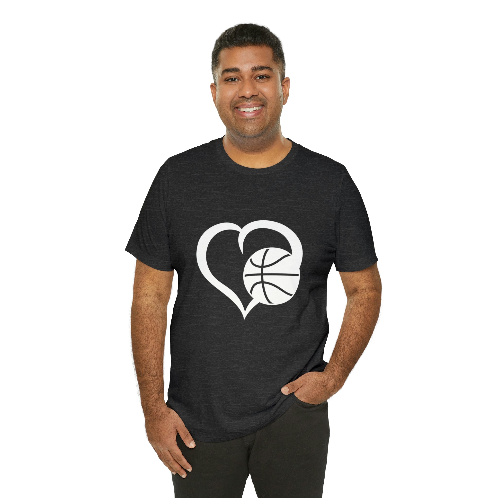 Basketball Heart Short-Sleeve Tee - Cute & Stylish T-Shirt for Basketball Lovers - Soft & Comfortable