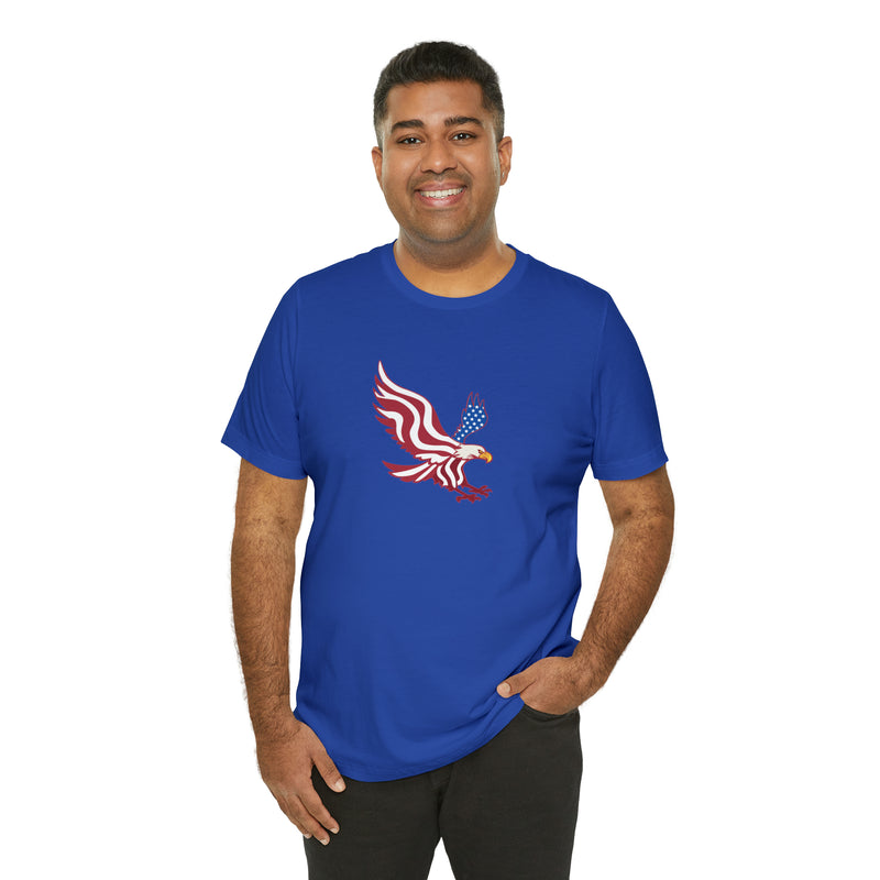 American Flag Bald Eagle Short Sleeve Tee - Soft & Comfortable - Patriotic Clothing - Made in the USA