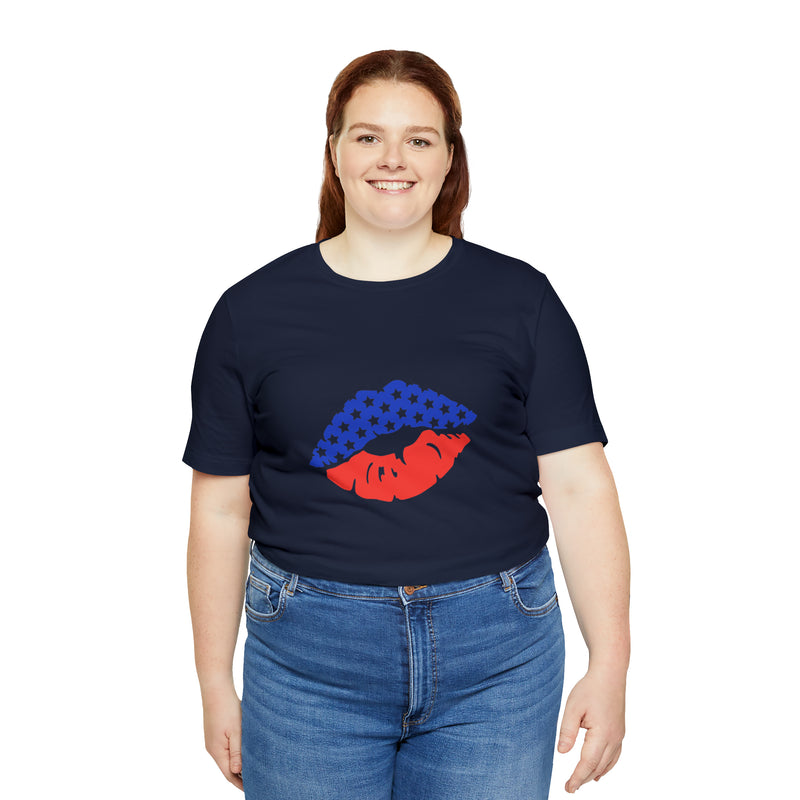 American Lips Short Sleeve Tee - Soft & Comfortable - Patriotic Clothing - Made in the USA