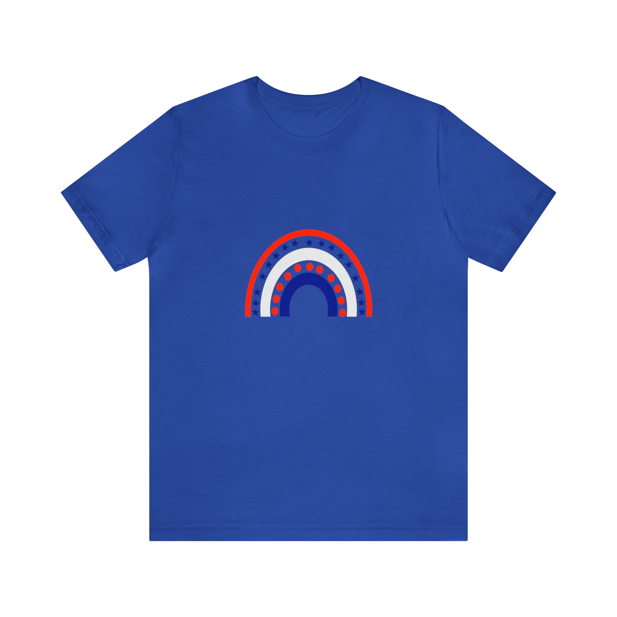 4th of July Rainbow Jersey Short Sleeve Tee - Soft & Comfortable - Patriotic Clothing - Made in the USA