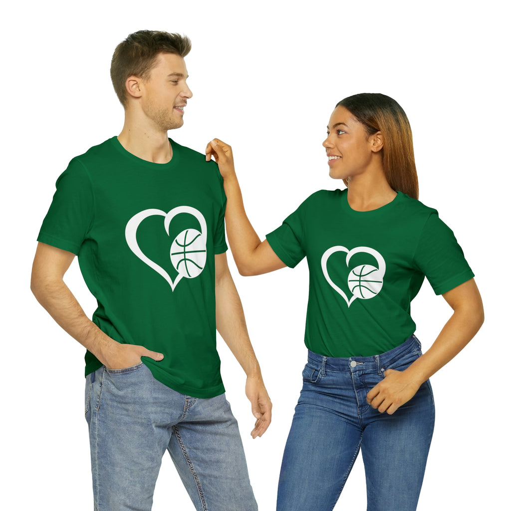 Basketball Heart Short-Sleeve Tee - Cute & Stylish T-Shirt for Basketball Lovers - Soft & Comfortable
