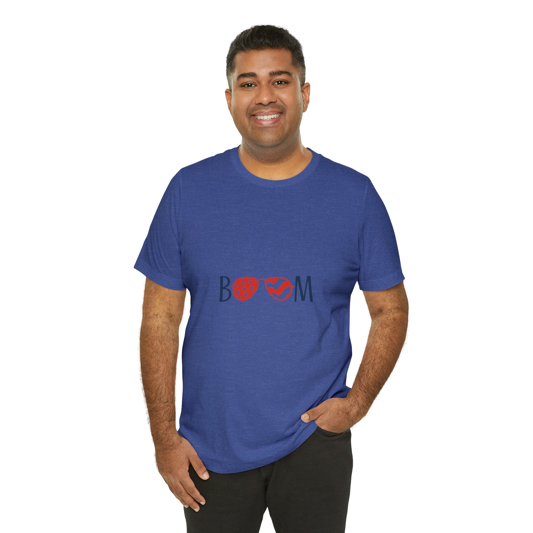 4th of July BOOM Sunglasses Unisex Jersey Short Sleeve Tee - Patriotic Clothing - Made in the USA