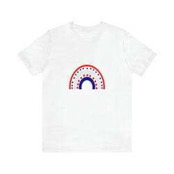 4th of July Rainbow Jersey Short Sleeve Tee - Soft & Comfortable - Patriotic Clothing - Made in the USA