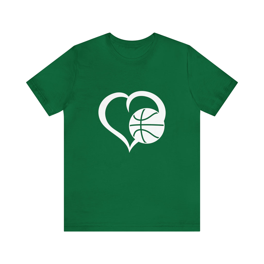 Basketball Heart Short-Sleeve Tee - Cute & Stylish T-Shirt for Basketball Lovers - Soft & Comfortable