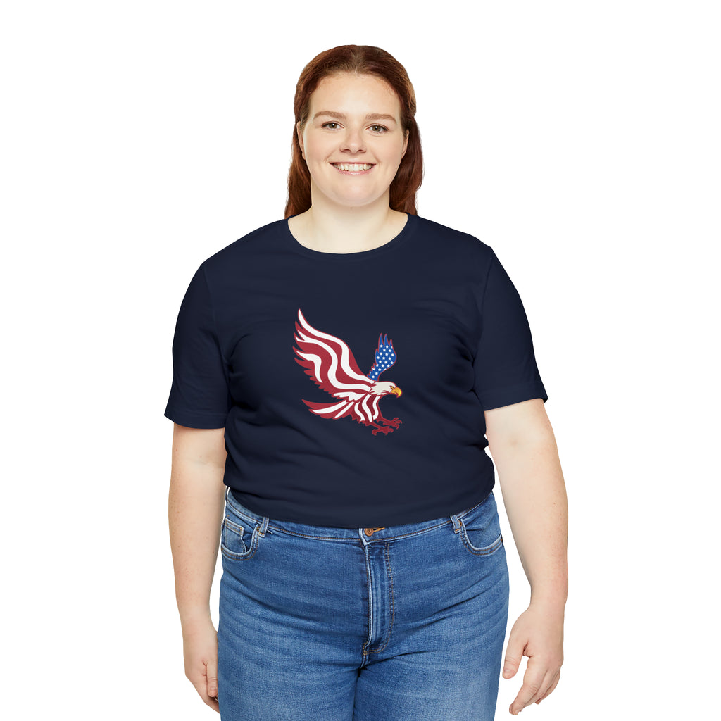 American Flag Bald Eagle Short Sleeve Tee - Soft & Comfortable - Patriotic Clothing - Made in the USA