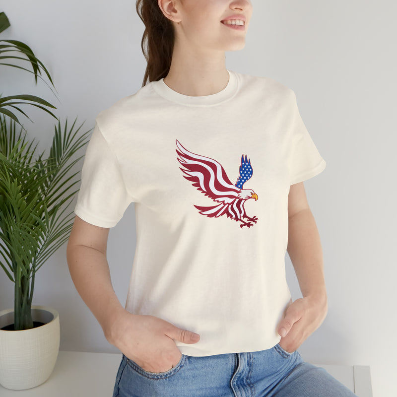 American Flag Bald Eagle Short Sleeve Tee - Soft & Comfortable - Patriotic Clothing - Made in the USA