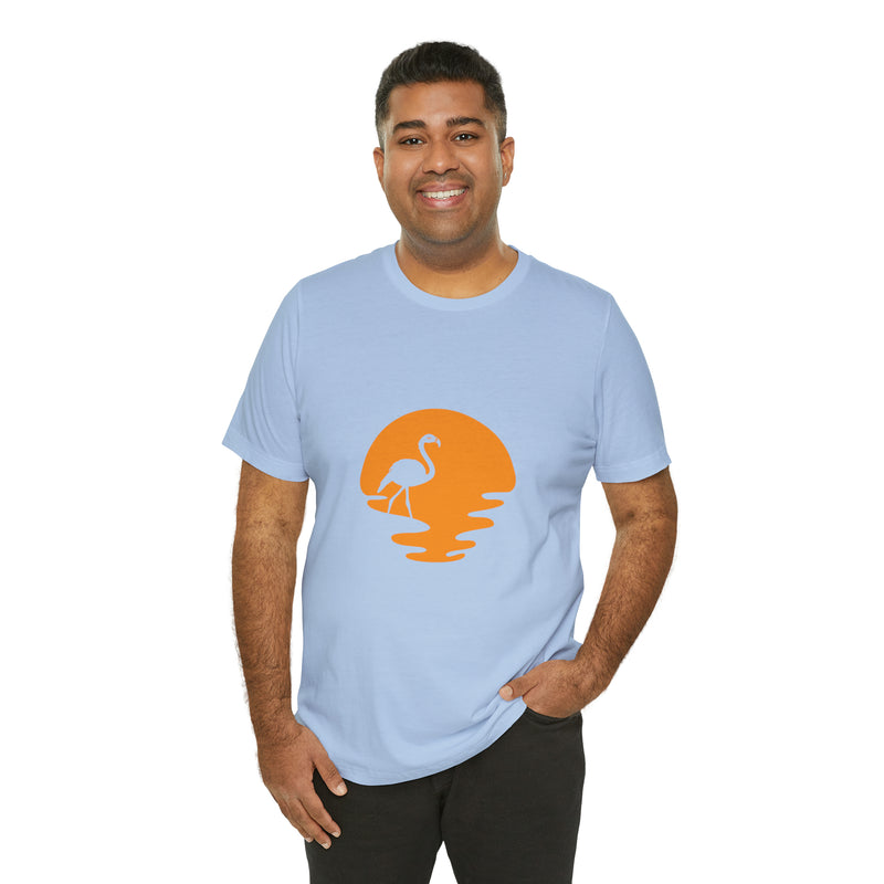 Flamingo Sunset Unisex Jersey Short-Sleeve Tee - Tropical & Relaxing T-Shirt for Flamingo Lovers - Soft & Comfortable - Made in the USA