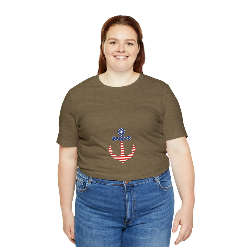 American Flag Anchor Short Sleeve Tee - Patriotic Clothing - Made in the USA