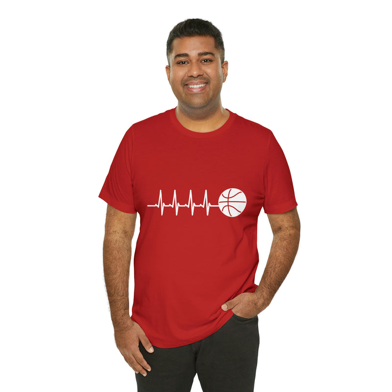 Basketball Pulse Short-Sleeve Tee - Funny & Fan T-Shirt for Basketball Lovers - Soft & Comfortable - Made in the USA