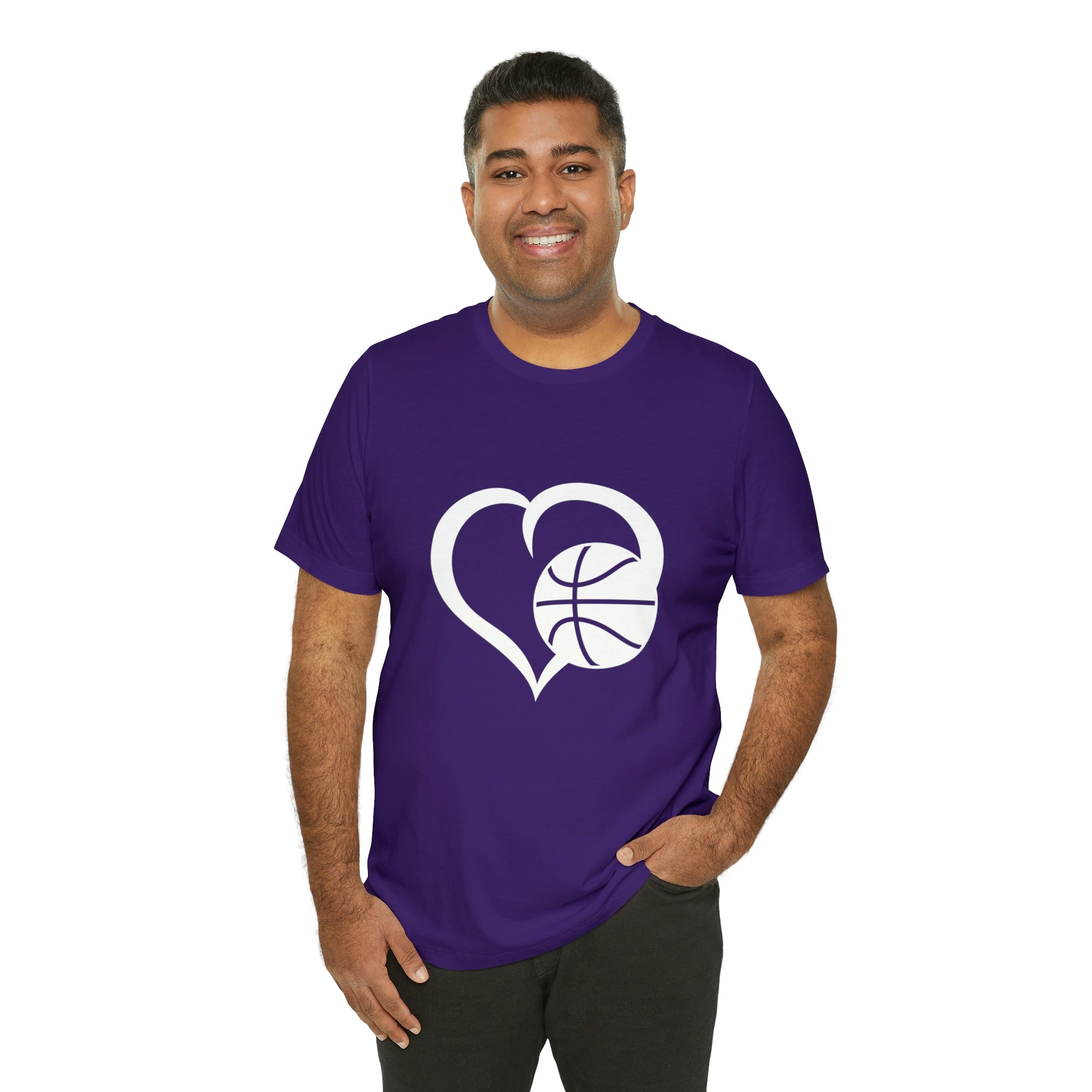 Basketball Heart Short-Sleeve Tee - Cute & Stylish T-Shirt for Basketball Lovers - Soft & Comfortable