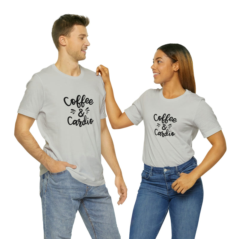 Coffee & Cardio Unisex Jersey Short-Sleeve Tee - Funny & Motivational T-Shirt for Coffee Lovers & Fitness Enthusiasts - Soft & Comfortable - Made in the USA