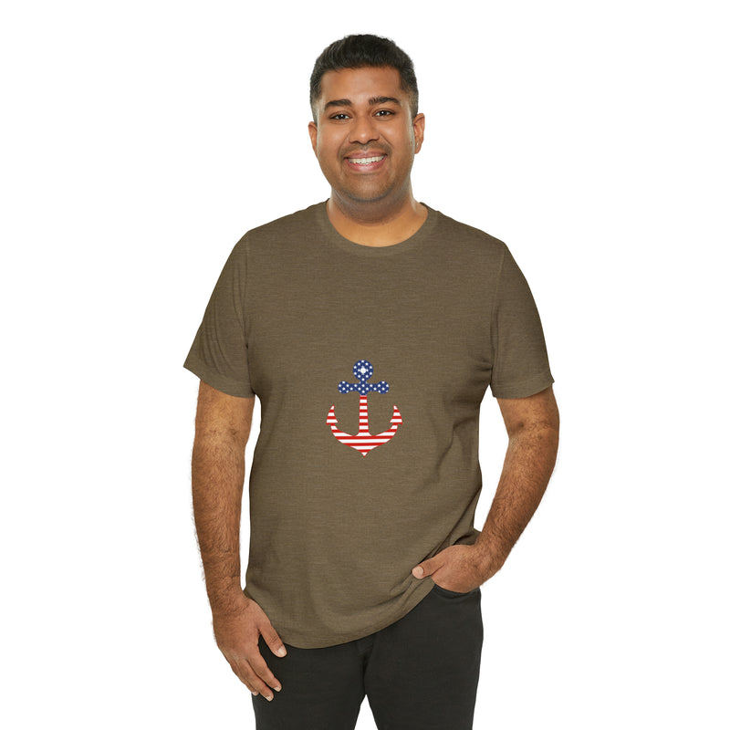 American Flag Anchor Short Sleeve Tee - Patriotic Clothing - Made in the USA