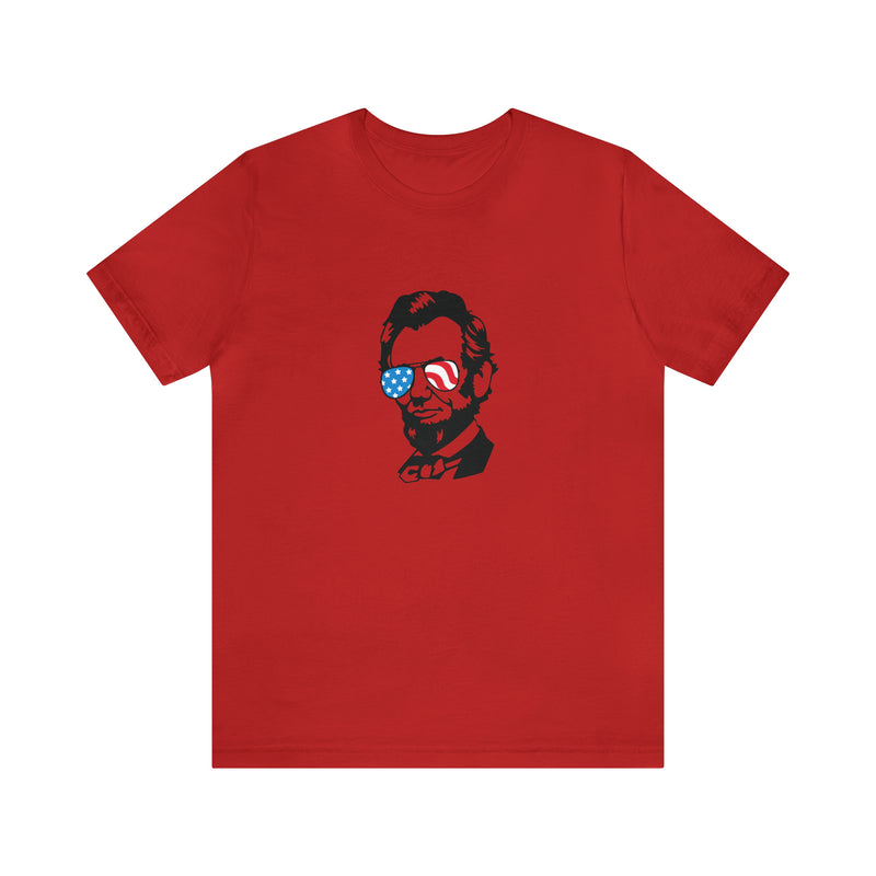 Abraham Lincoln with Sunglasses Jersey Short Sleeve Tee - Funny & Patriotic Clothing - Made in the USA