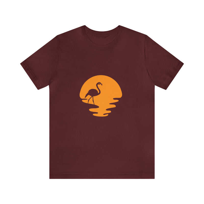 Flamingo Sunset Unisex Jersey Short-Sleeve Tee - Tropical & Relaxing T-Shirt for Flamingo Lovers - Soft & Comfortable - Made in the USA