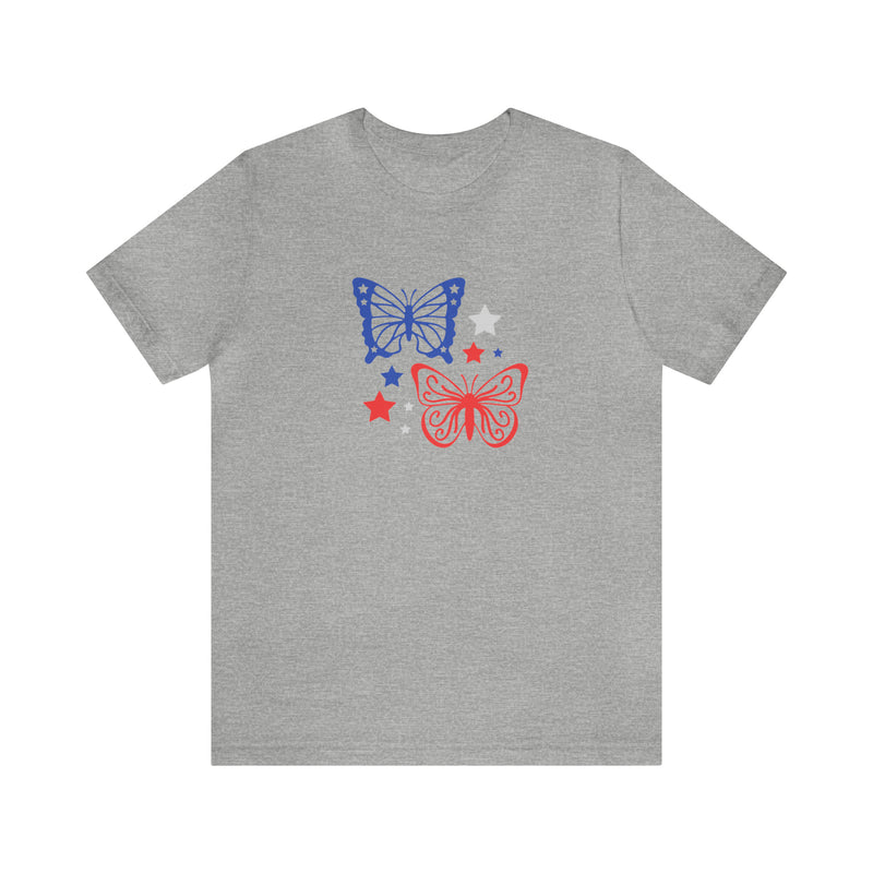 4th of July Butterflies Unisex Jersey Short Sleeve Tee - Patriotic Clothing - Made in the USA