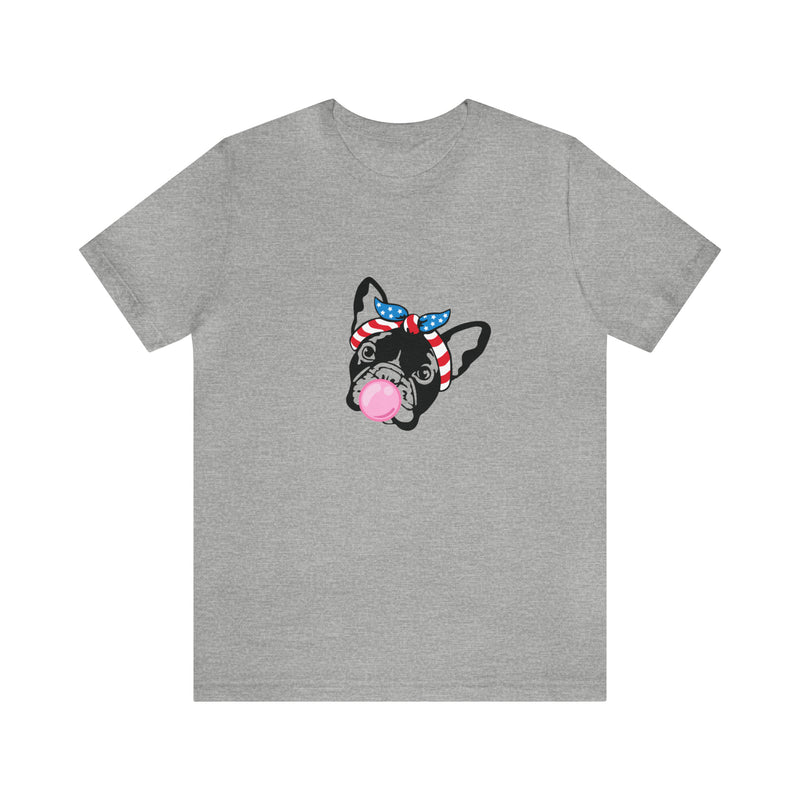 Patriotic French Bulldog Pup Jersey Short Sleeve Tee - Soft & Comfortable - Patriotic Clothing - Made in the USA