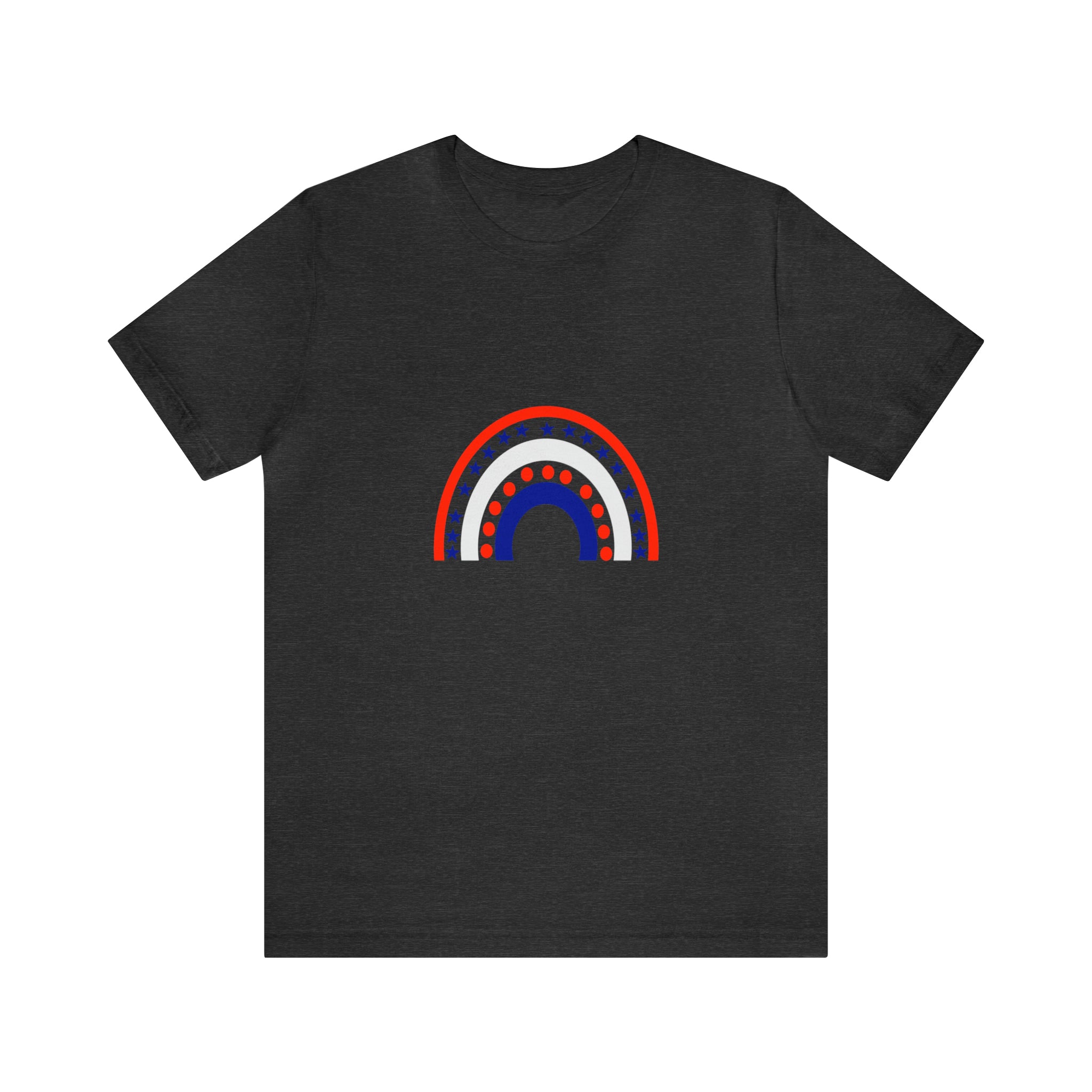 4th of July Rainbow Jersey Short Sleeve Tee - Soft & Comfortable - Patriotic Clothing - Made in the USA