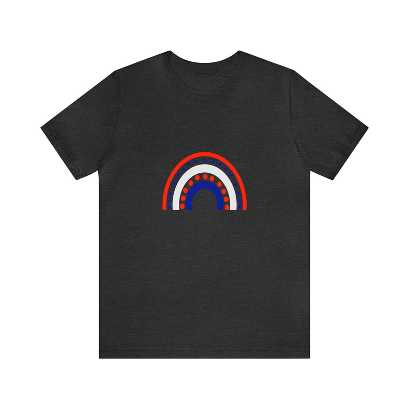 4th of July Rainbow Jersey Short Sleeve Tee - Soft & Comfortable - Patriotic Clothing - Made in the USA