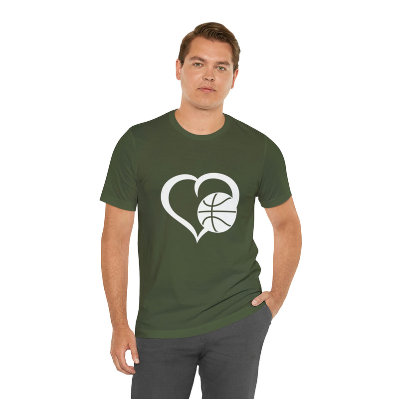 Basketball Heart Short-Sleeve Tee - Cute & Stylish T-Shirt for Basketball Lovers - Soft & Comfortable - Made in the USA