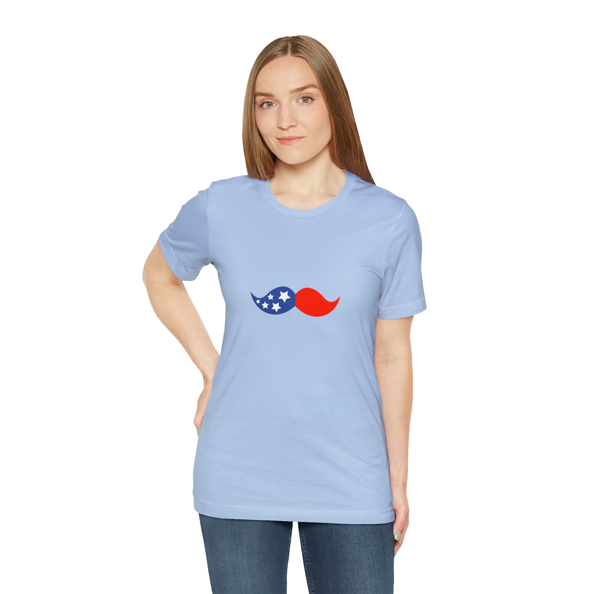 4th of July Mustache Jersey Short Sleeve Tee - Soft & Comfortable - Patriotic Clothing - Made in the USA