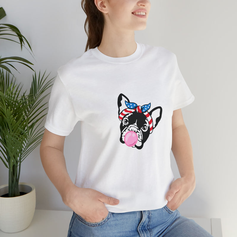 Patriotic French Bulldog Pup Jersey Short Sleeve Tee - Soft & Comfortable - Patriotic Clothing - Made in the USA