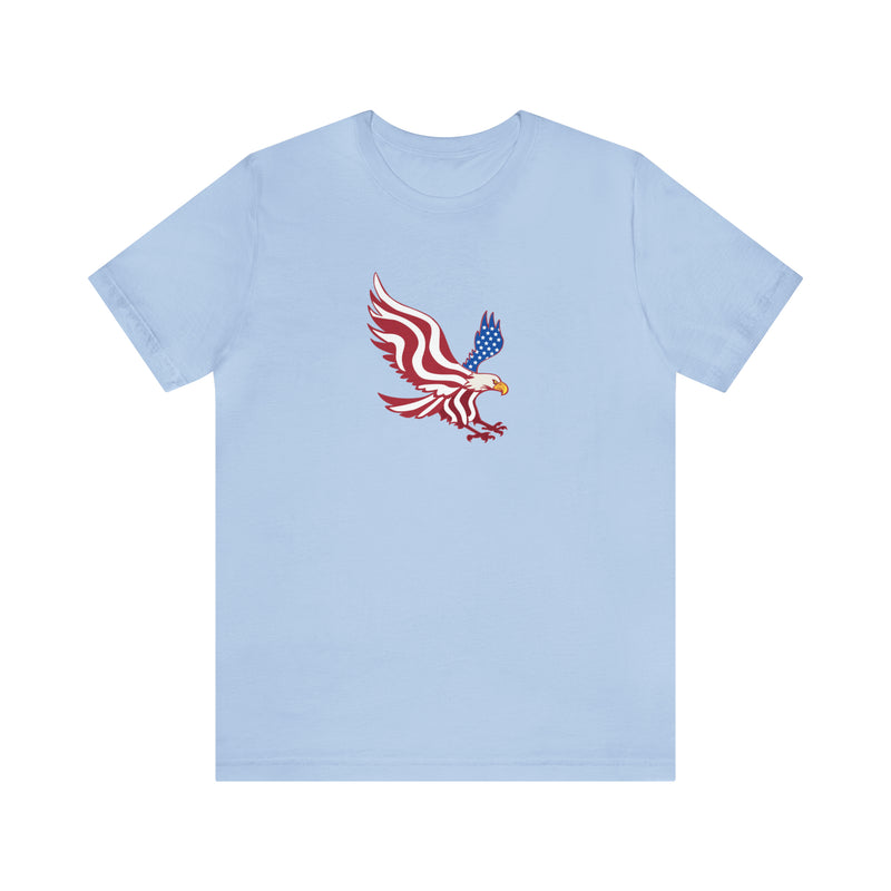 American Flag Bald Eagle Short Sleeve Tee - Soft & Comfortable - Patriotic Clothing - Made in the USA