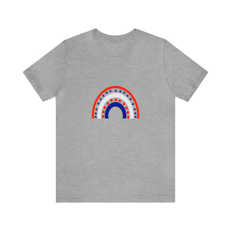 4th of July Rainbow Jersey Short Sleeve Tee - Soft & Comfortable - Patriotic Clothing - Made in the USA