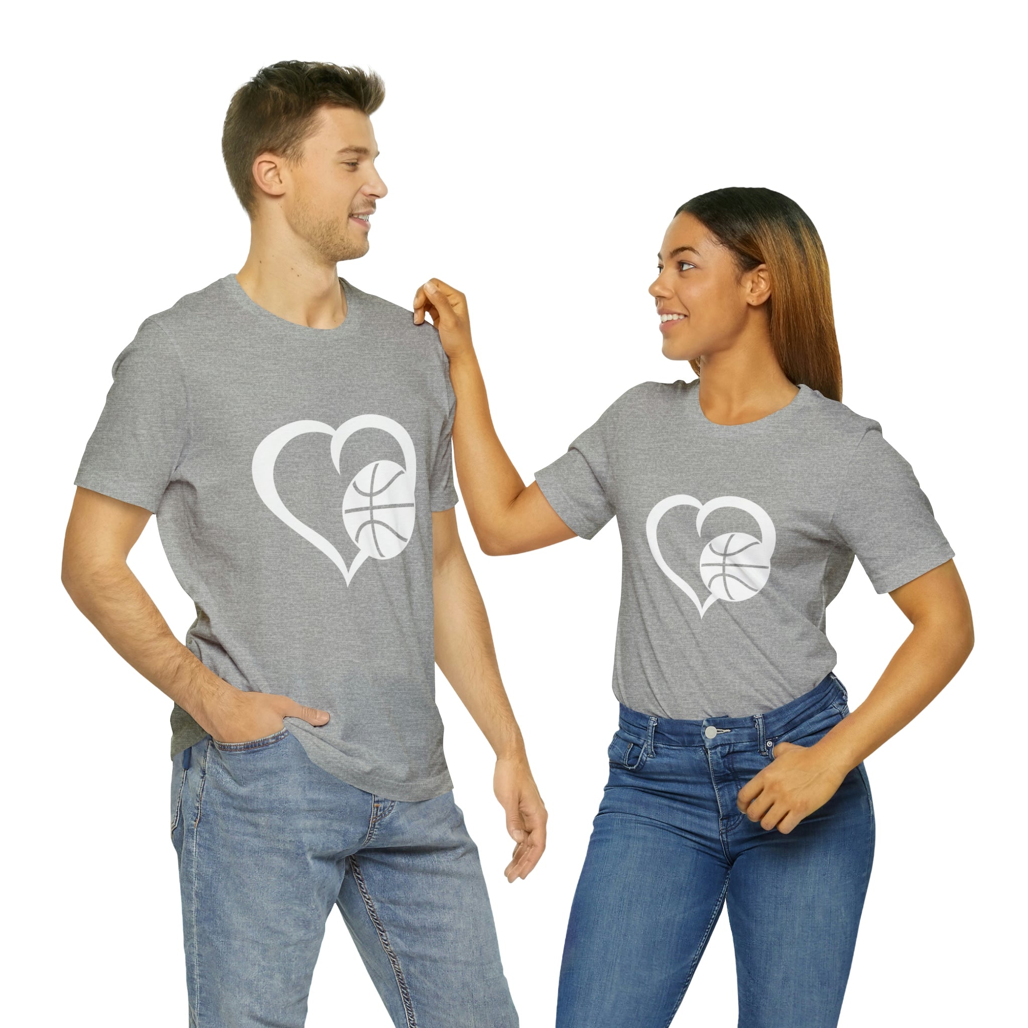 Basketball Heart Short-Sleeve Tee - Cute & Stylish T-Shirt for Basketball Lovers - Soft & Comfortable