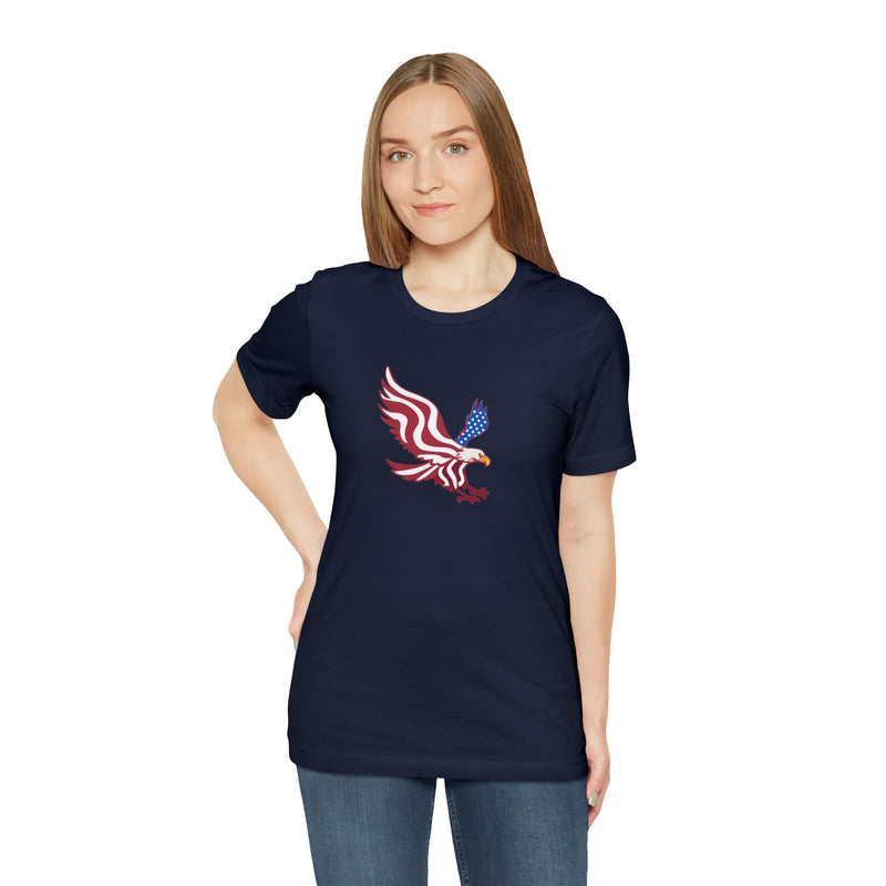 American Flag Bald Eagle Short Sleeve Tee - Soft & Comfortable - Patriotic Clothing - Made in the USA