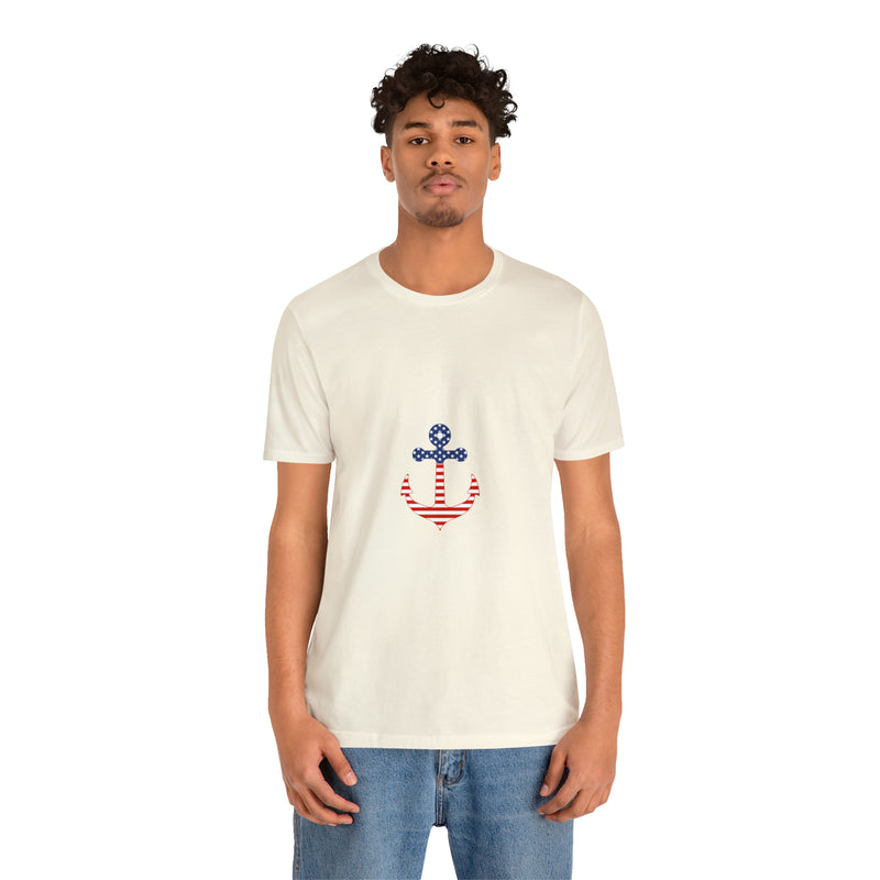 American Flag Anchor Short Sleeve Tee - Patriotic Clothing - Made in the USA